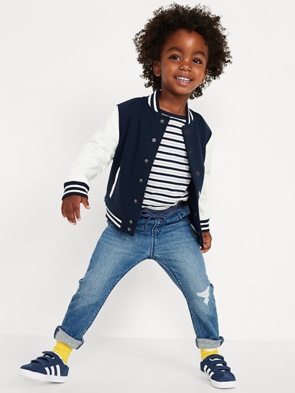NWT Old Navy button front bomber letterman jacket for toddlers 6-12 months